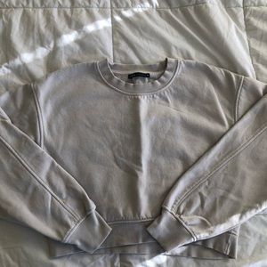 ZARA cropped crew neck sweater Beige Size small